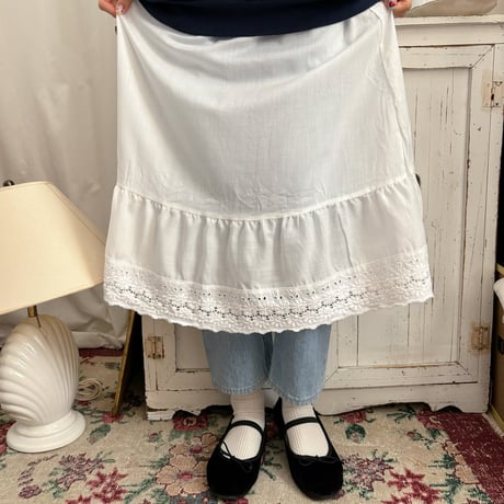 Vintage cotton floral lace skirt
