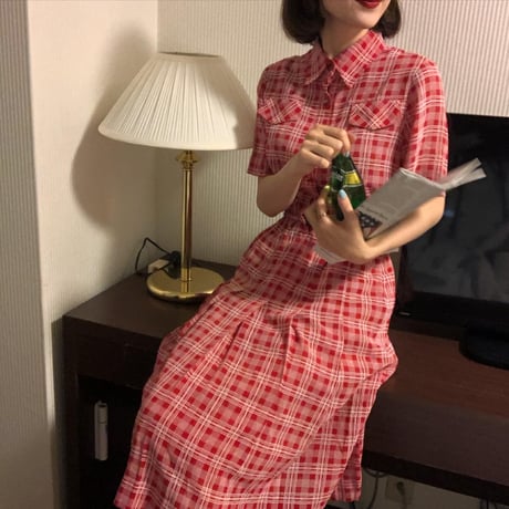 red check lovely one-piece