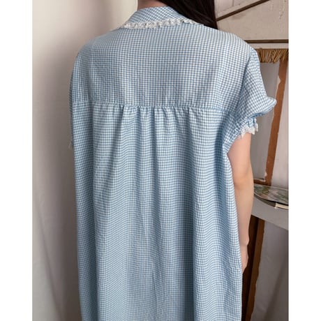 Vintage baby blue gingham check one-piece