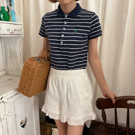 Used Polo shirt【navy×stripe】
