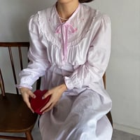 Vintage baby pink floral embroidery one-piece