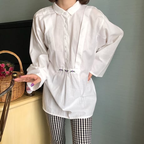 French Carriage embroidery shirt