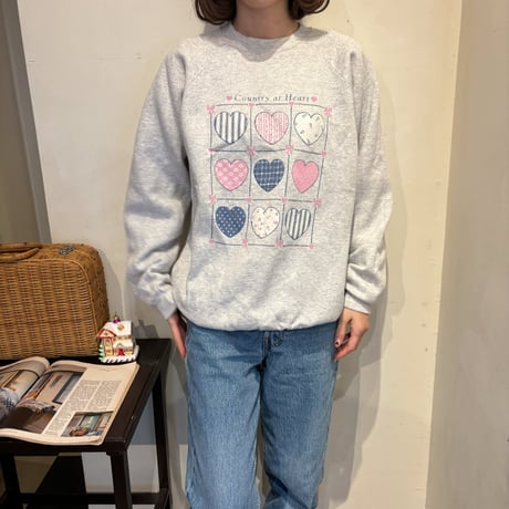 Vintage girly heart design print sweat