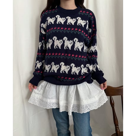 Vintage lovely cat pattern knit