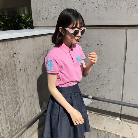 【Used polo shirt】『3』vivid pink