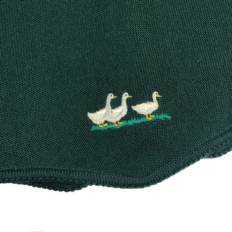 French green puff sleeve cardigan