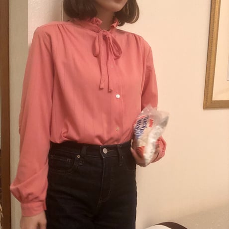 Orange pink stripe  blouse