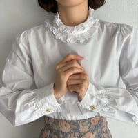 Vintage cotton frill neck white blouse