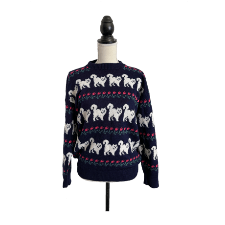 Vintage lovely cat pattern knit