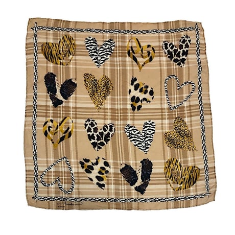 Vintage scarf 【 leopard×heart】