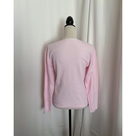 Vintage baby pink ribbon thermal tops