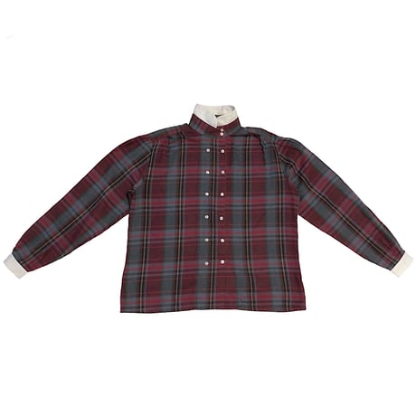 Check stand collar blouse