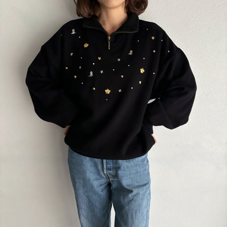 Vinvage parts harf zipper knit
