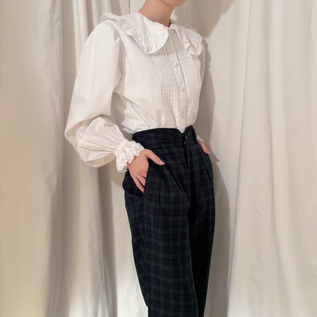 Vintage cotton lace collar blouse