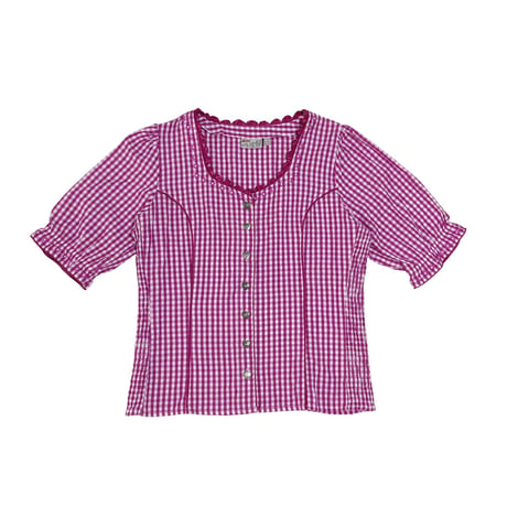 Heart button embroidery blouse
