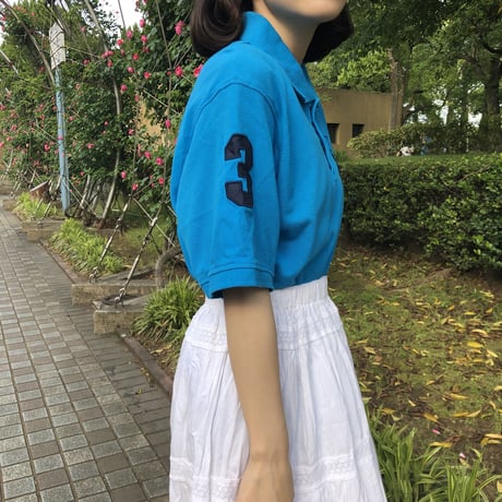 【Used polo shirt】american blue