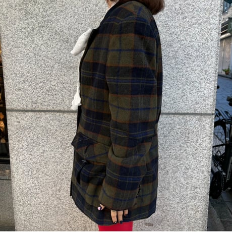 Vintage British check wool coat