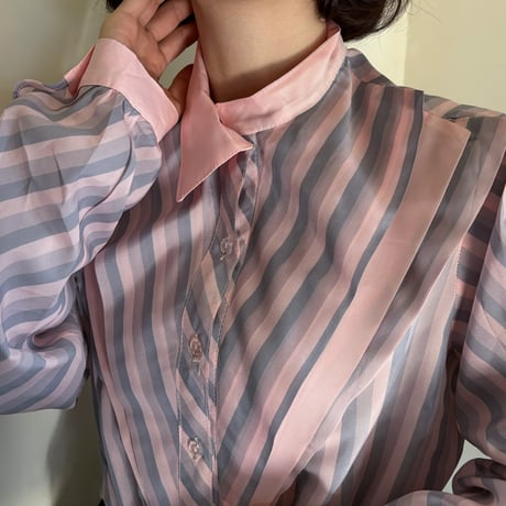 Vintage lovely pink stripe fill blouse