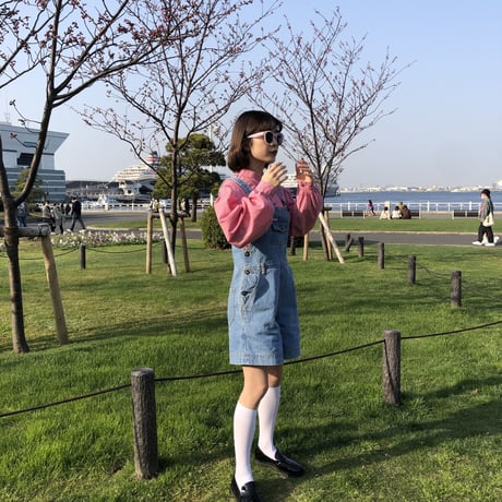 Denim mini overalls
