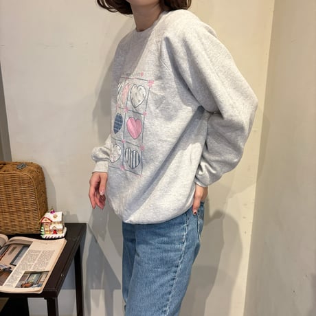 Vintage girly heart design print sweat