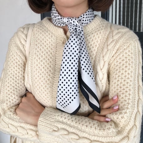 Vintage scarf【 black × white】