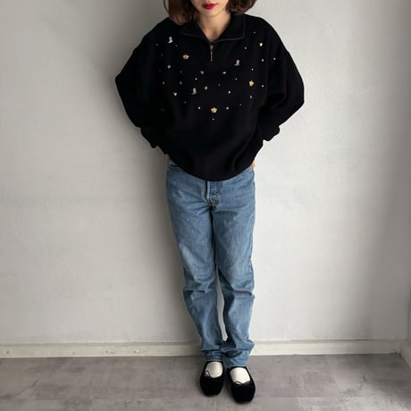 Vinvage parts harf zipper knit