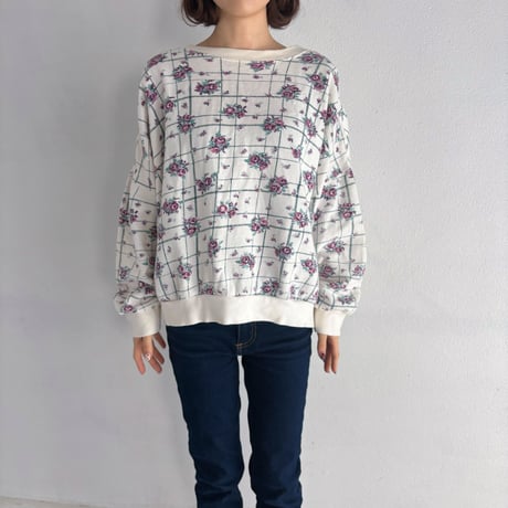 Vintage rose check pattern sweat