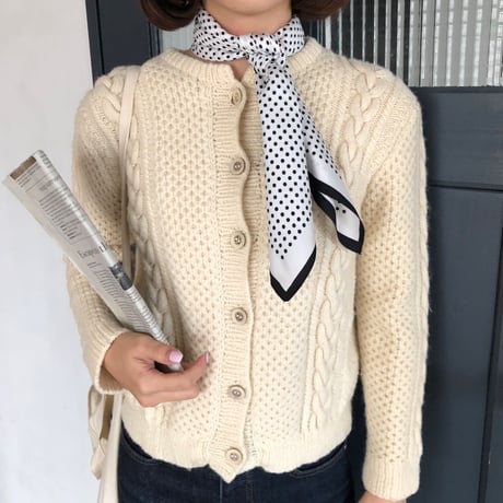 Vintage scarf【 black × white】