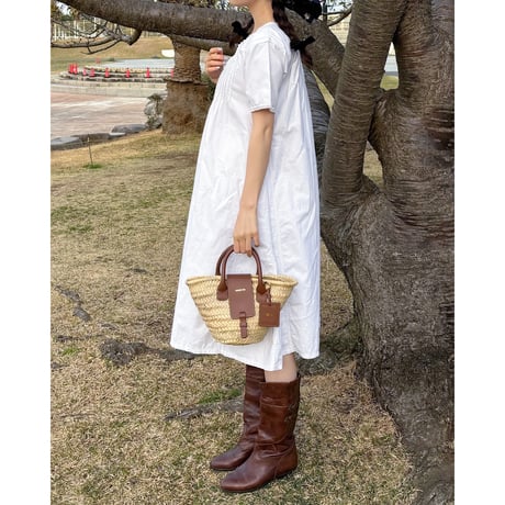 Vintage monogram embroidery cotton dress