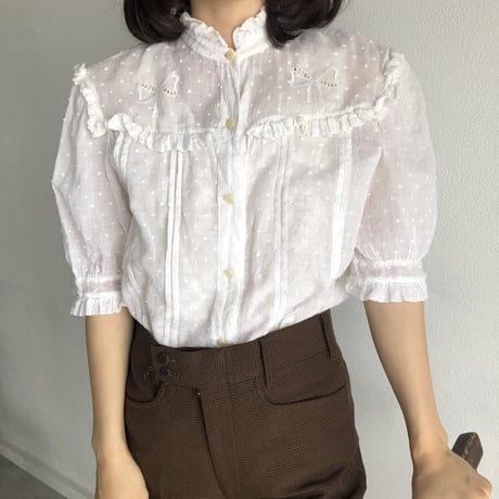 Vintage girly ribbon embroidery blouse