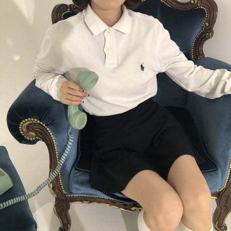 Used polo shirt white<long sleeve>