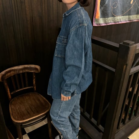 Vintage Mickey embroidery denim shirt