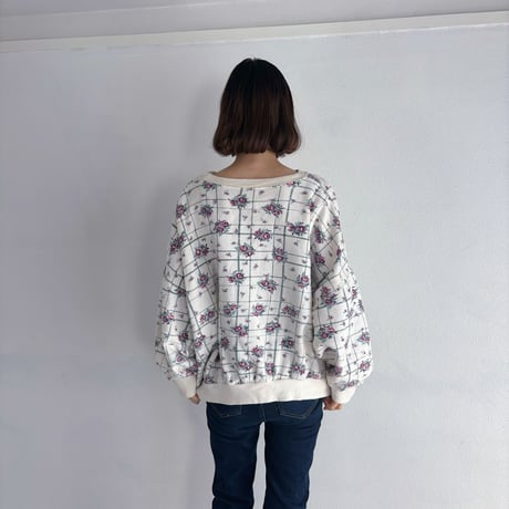 Vintage rose check pattern sweat