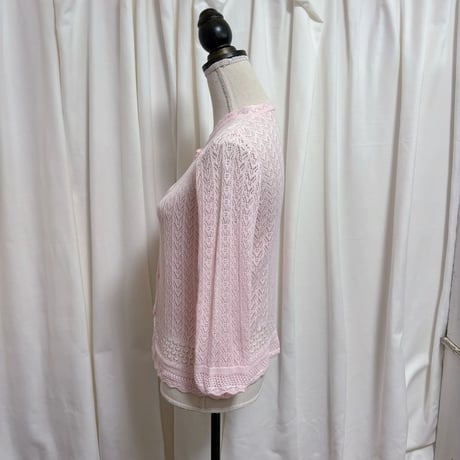 Vintage baby pink lace frill cardigan