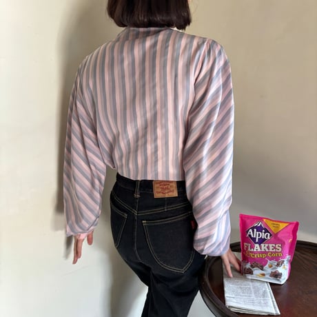 Vintage lovely pink stripe fill blouse