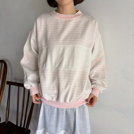 Vintage baby pink stripe sweat