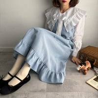 Vintage girly baby blue frill overalls