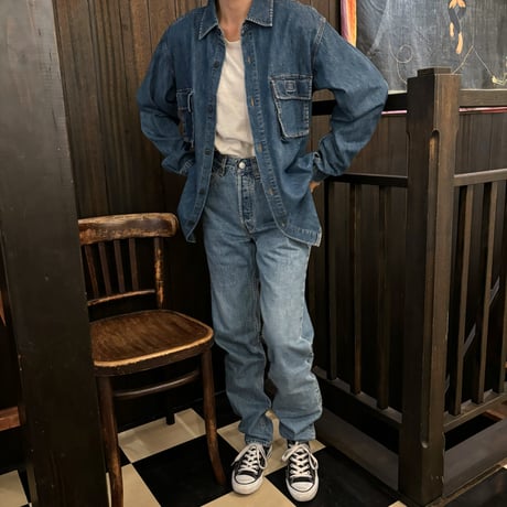 Vintage Mickey embroidery denim shirt