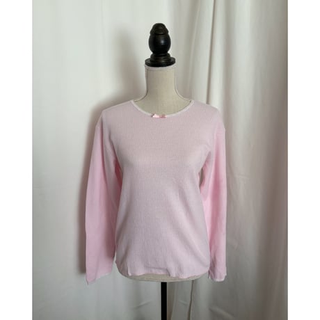 Vintage baby pink ribbon thermal tops