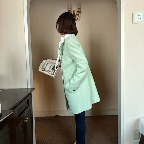 Vintage mint collarless spring coat