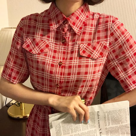 red check lovely one-piece