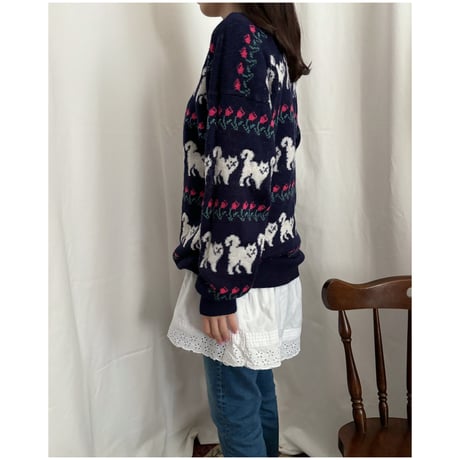 Vintage lovely cat pattern knit
