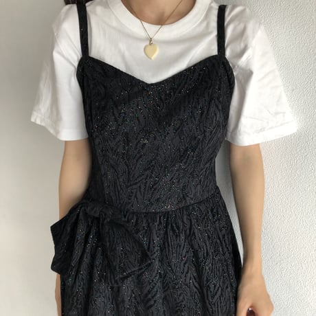 Vintage glitter ribbon black one-piece