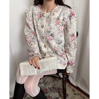 Vintage gold button floral jacket