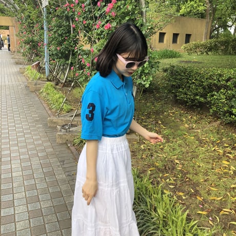 【Used polo shirt】american blue