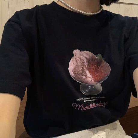 strawberry ice cream T <navy>