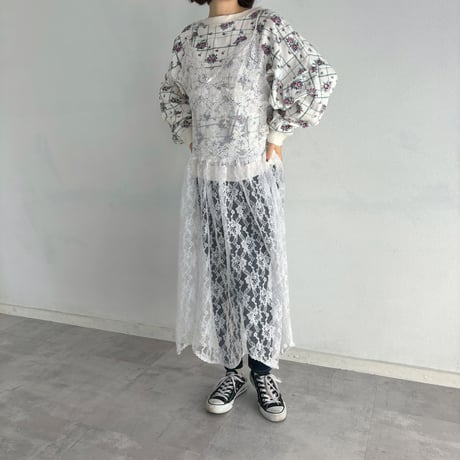 Vintage rose check pattern sweat