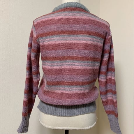 Berry color stripe knit