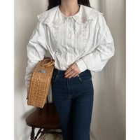 Vintage floral lace embroidery collar blouse