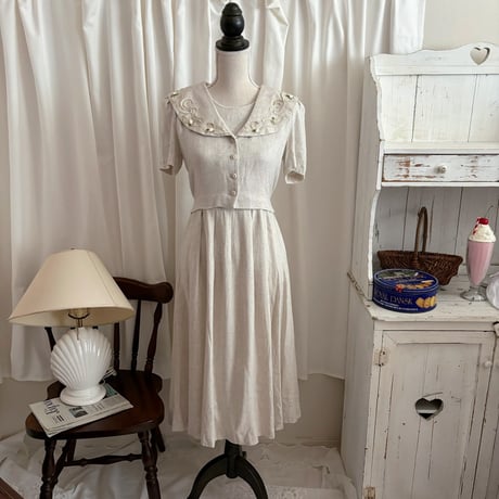 Vintage rose linen one-piece